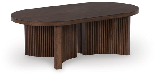 Korestone Oval Cocktail Table;Dark Brown