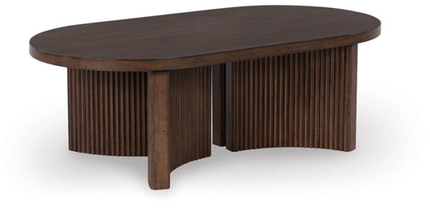 Korestone Oval Cocktail Table;Dark Brown