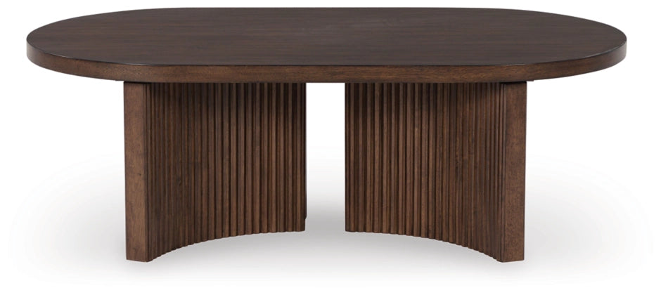 Korestone Oval Cocktail Table;Dark Brown