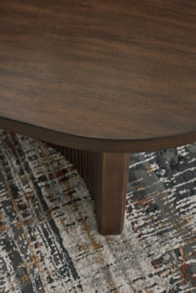 Korestone Oval Cocktail Table;Dark Brown