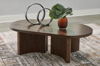 Korestone Oval Cocktail Table;Dark Brown