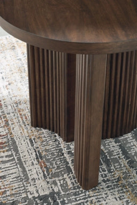 Korestone Round End Table; Dark Brown