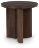 Korestone Round End Table; Dark Brown