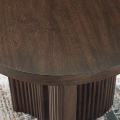 Korestone Round End Table; Dark Brown
