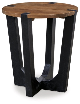 Hanneforth Round End Table;Brown/Black