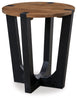 Hanneforth Round End Table;Brown/Black