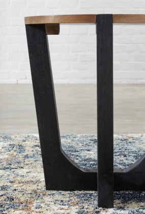 Hanneforth Round End Table;Brown/Black