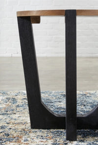 Hanneforth Round End Table;Brown/Black