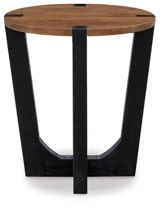 Hanneforth Round End Table;Brown/Black