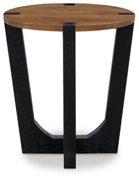 Hanneforth Round End Table;Brown/Black