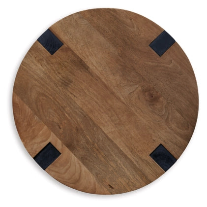 Hanneforth Round End Table;Brown/Black