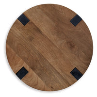 Hanneforth Round End Table;Brown/Black