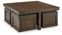 Boardernest Coffee Table with 4 Stools;BROWN