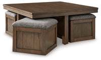 Boardernest Coffee Table with 4 Stools;BROWN