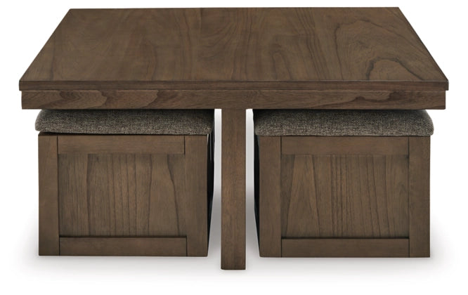 Boardernest Coffee Table with 4 Stools;BROWN
