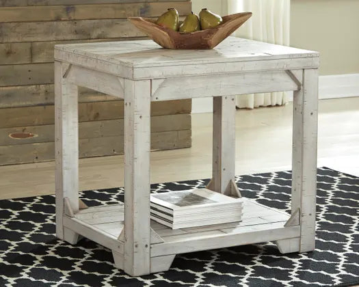Fregine Rectangular End Table;Whitewash
