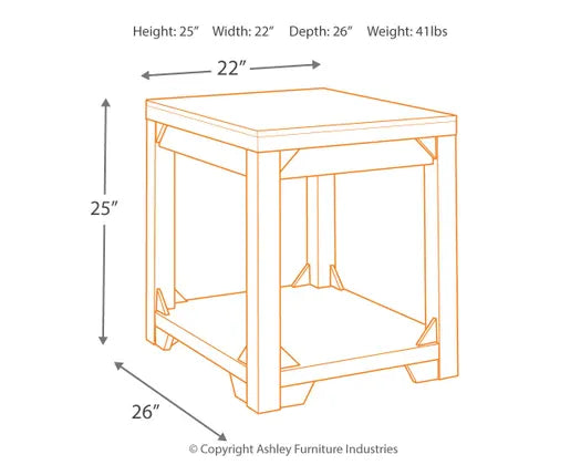 Fregine Rectangular End Table;Whitewash