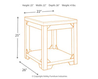 Fregine Rectangular End Table;Whitewash