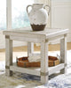 Carynhurst Rectangular End Table; White Wash/Gray