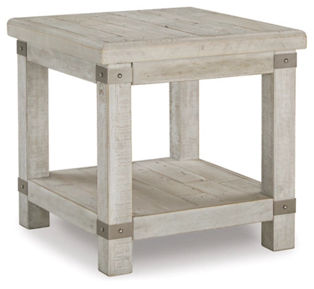 Carynhurst Rectangular End Table; White Wash/Gray