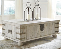 Carynhurst Lift-Top Coffee Table; White Wash/Gray