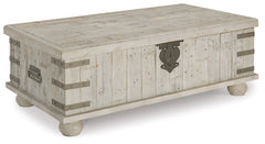 Carynhurst Lift-Top Coffee Table; White Wash/Gray