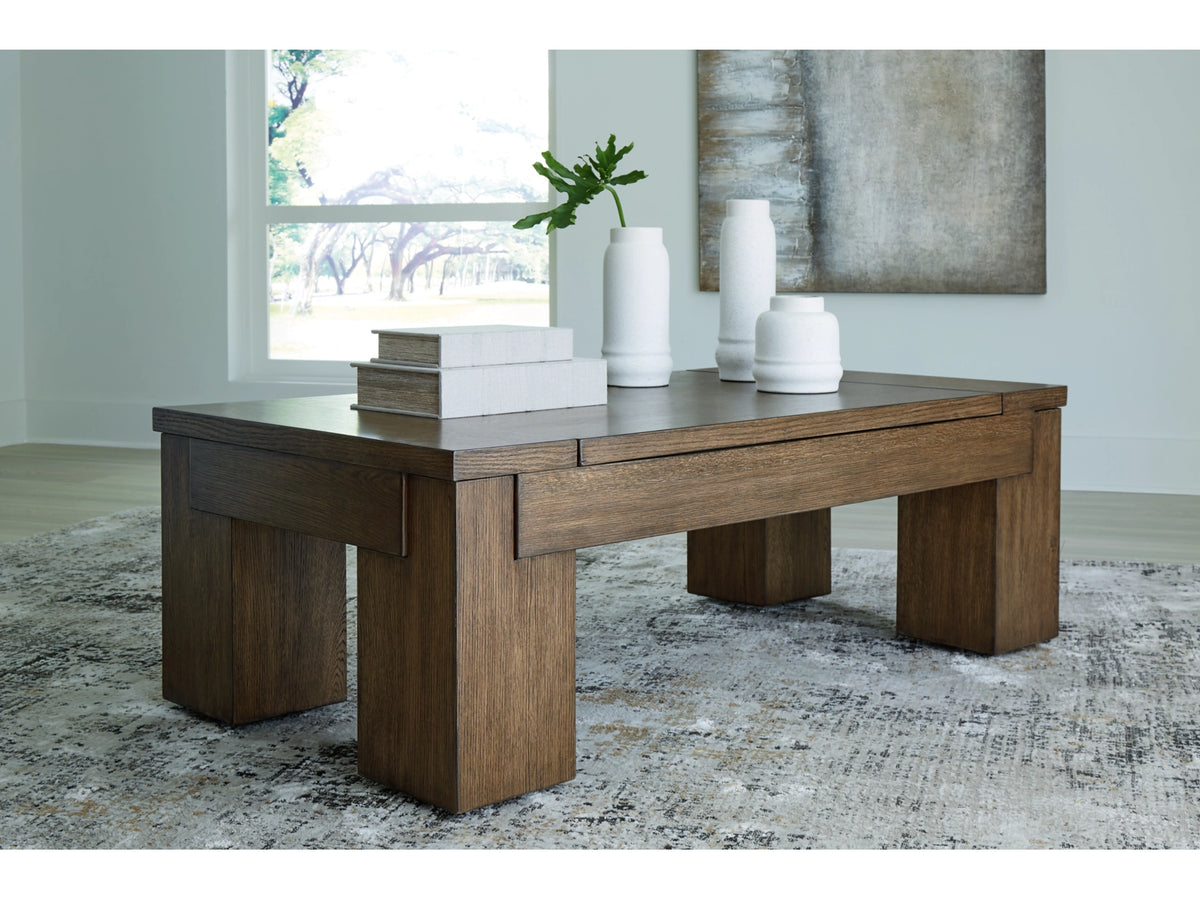 Rosswain Lift-Top Coffee Table;WARM BROWN