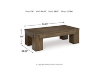 Rosswain Lift-Top Coffee Table;WARM BROWN