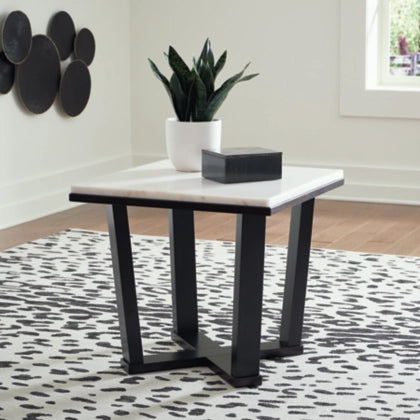 Fostead Square End Table;White/Espresso