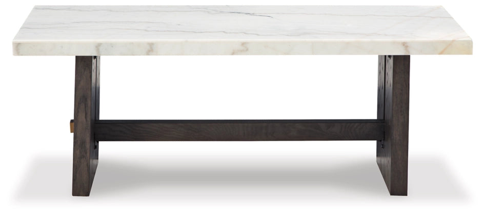 Burkhaus Rectangular Cocktail Table; White/Dark Brown