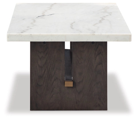 Burkhaus Rectangular Cocktail Table; White/Dark Brown
