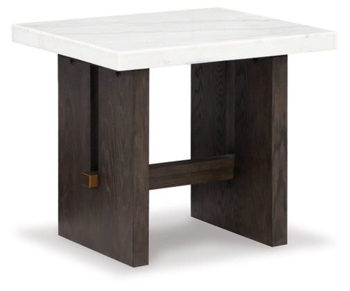 Burkhaus Rectangular End Table; White/Dark Brown