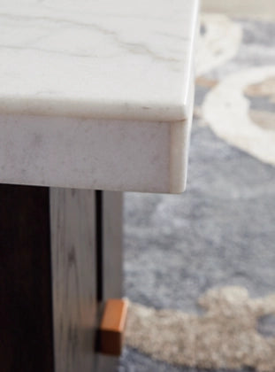 Burkhaus Rectangular End Table; White/Dark Brown