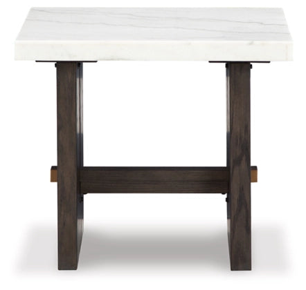 Burkhaus Rectangular End Table; White/Dark Brown