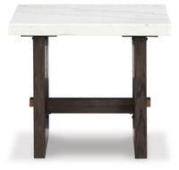 Burkhaus Rectangular End Table; White/Dark Brown