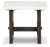 Burkhaus Rectangular End Table; White/Dark Brown