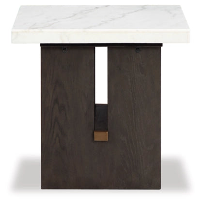 Burkhaus Rectangular End Table; White/Dark Brown