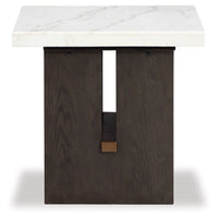 Burkhaus Rectangular End Table; White/Dark Brown