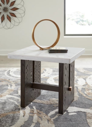 Burkhaus Rectangular End Table; White/Dark Brown