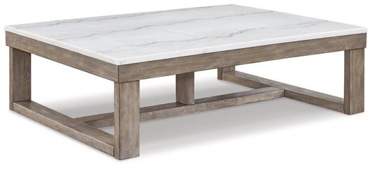 Loyaska Rectangular Cocktail Table;Brown/Ivory