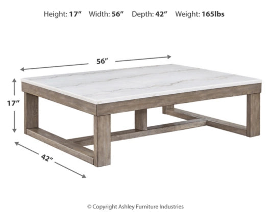 Loyaska Rectangular Cocktail Table;Brown/Ivory