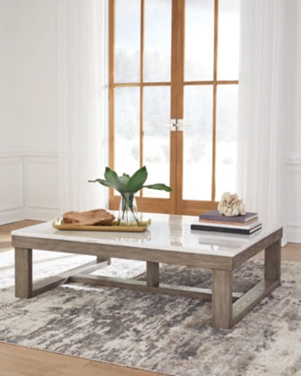 Loyaska Rectangular Cocktail Table;Brown/Ivory
