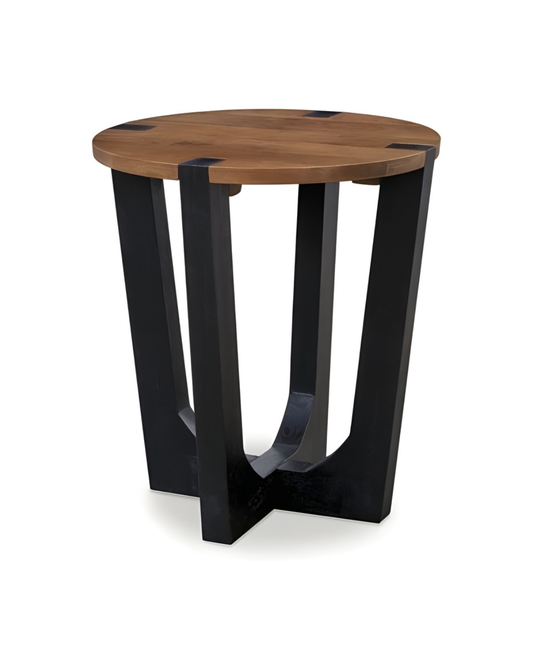 Hanneforth Round End Table;Brown/Black