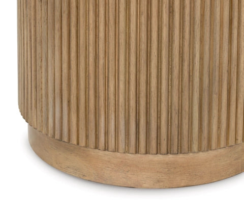Camdill Round End Table;Light Brown/White
