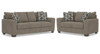 Triston-Peaks Sofa and Loveseat;Suede