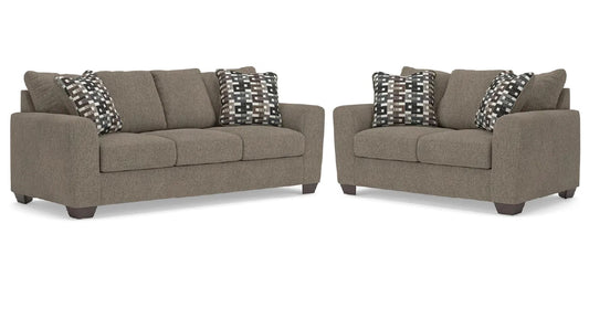 Triston-Peaks Sofa and Loveseat;Suede