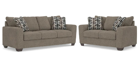 Triston-Peaks Sofa and Loveseat;Suede