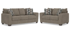 Triston-Peaks Sofa and Loveseat;Suede