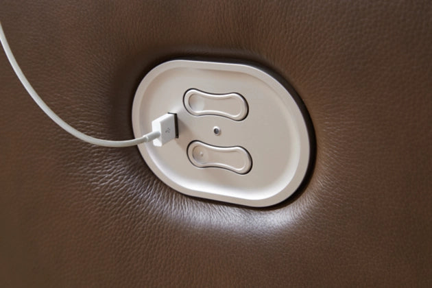 VonRyan PWR REC Sofa with ADJ Headrest;Tobacco