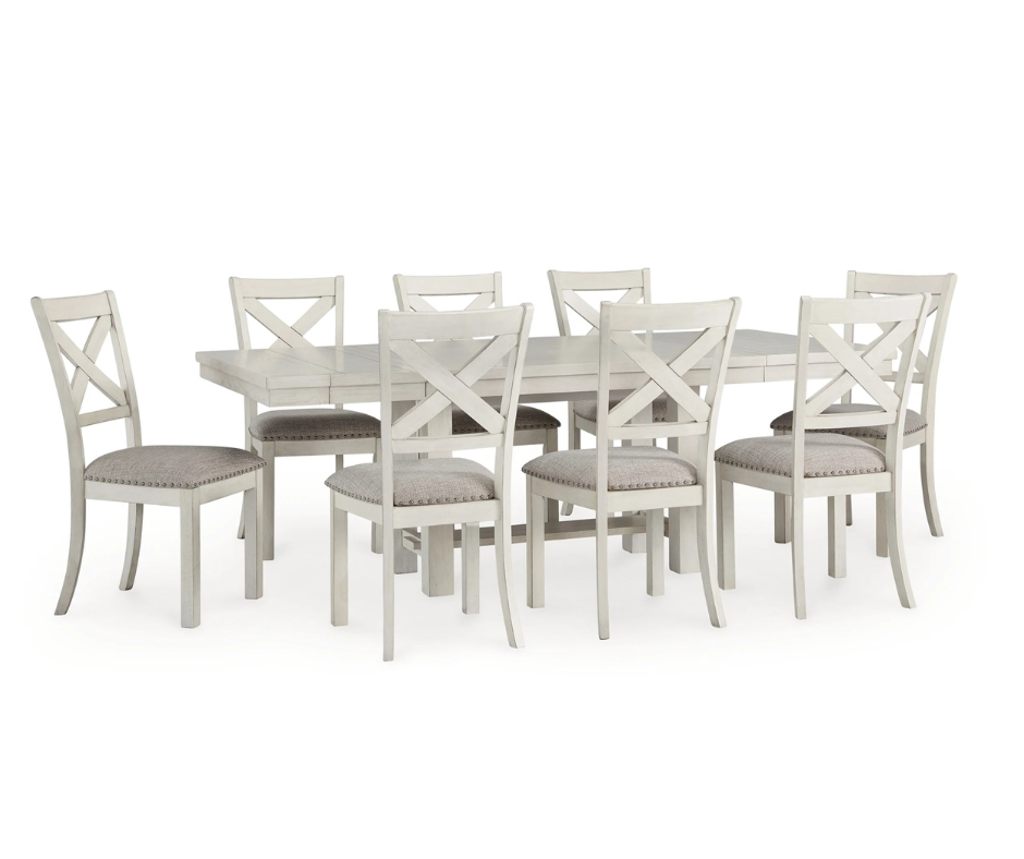 Robbinsdale Dining Set with Eight Chairs; Antique White